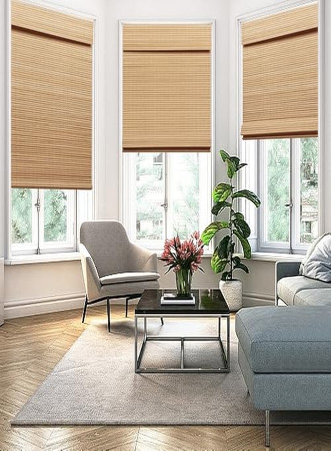 SEEYE Cordless Bamboo Roman Shades, Blackout Natural Bamboo Blinds for Indoor Windows, Roll Up Blind Privacy Shade for Home, Office, Door, UV Resistant & Easy to Install,31" W x 64" H, Carbonized - Image 3